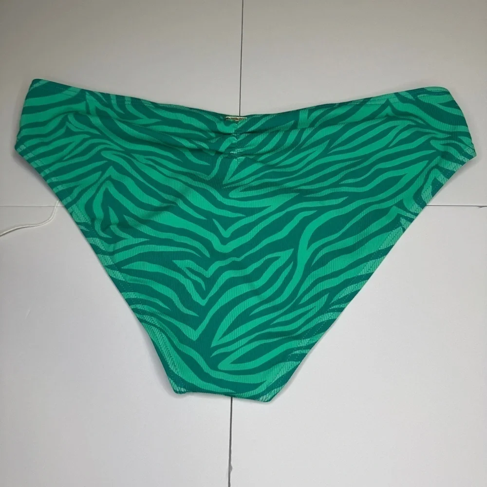 Beach Bunny Green Zebra Print Bikini Bottoms Size L NWOT